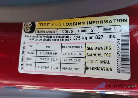 2015 Ford Focus Se из США, поврежденный, VIN 1FADP3K24FL338320